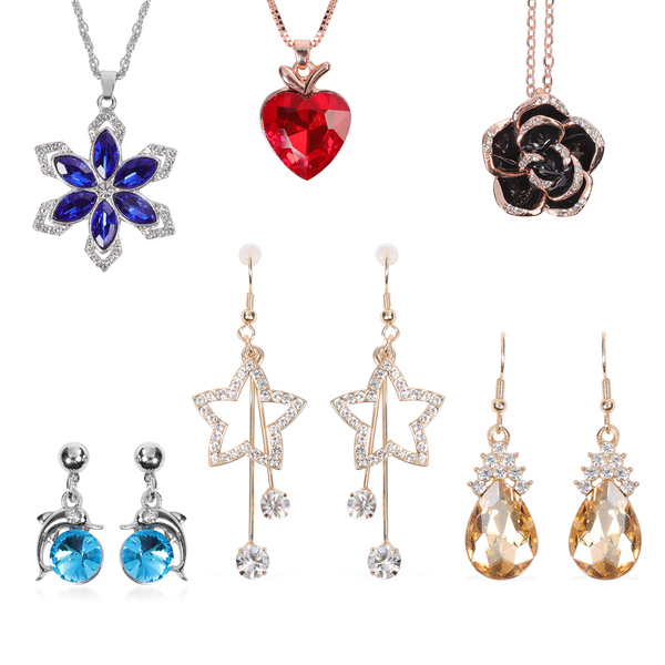 6 Piece Set - Jewellery Set (Including 3 Necklace, 3 Earrings)