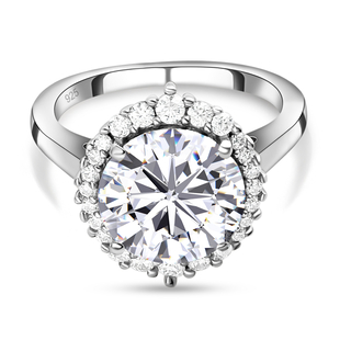 Moissanite Ring in Platinum Overlay Sterling Silver 3.65 Ct.