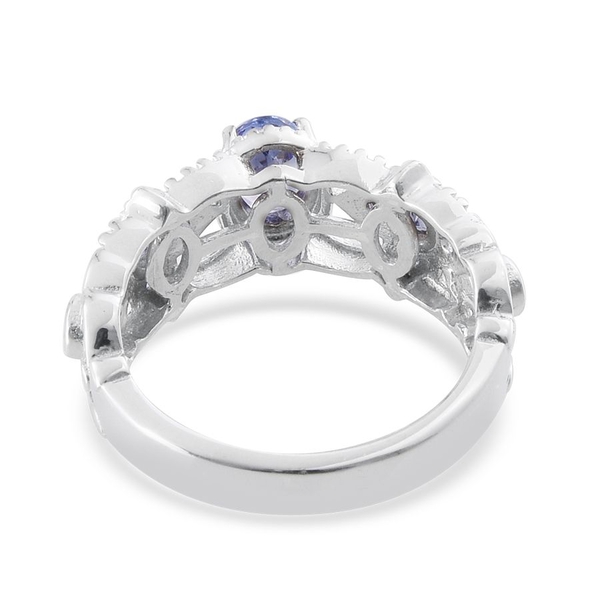 Tanzanite (Ovl 0.75 Ct) Ring in Platinum Overlay Sterling Silver 1.250 Ct.