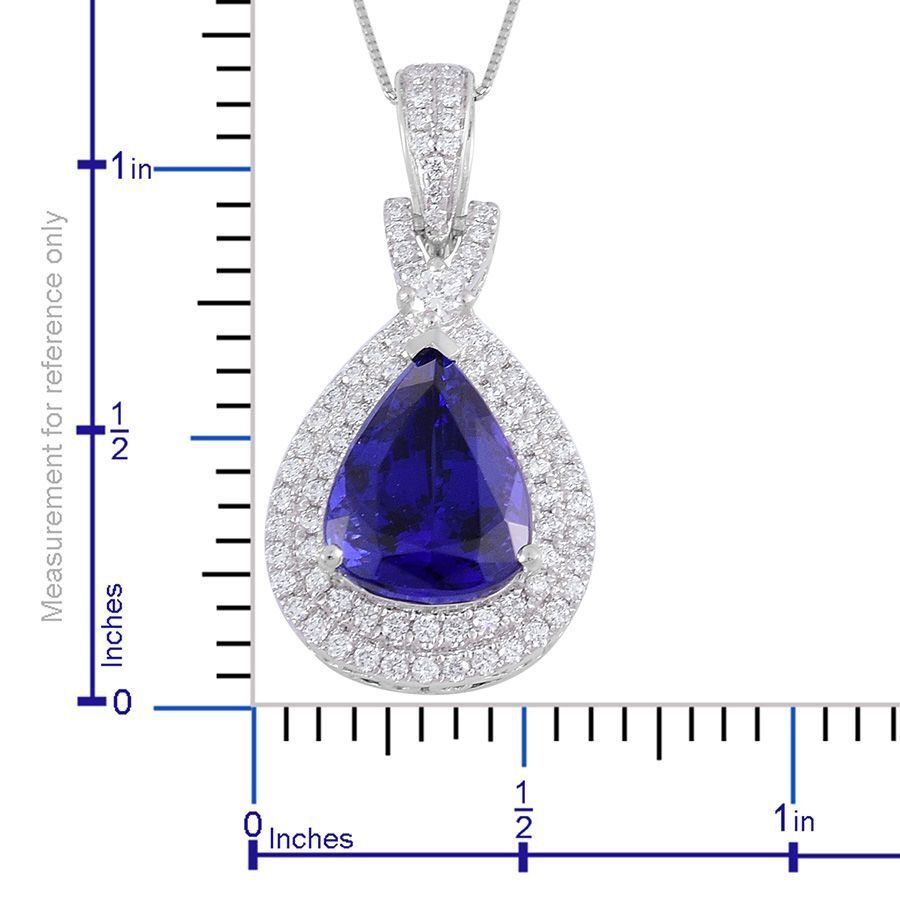 RHAPSODY 950 Platinum AAAA Tanzanite (Pear 4.75 Ct), Diamond Pendant With Chain 5.545 Ct.