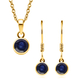 2 Piece Set - Masoala Sapphire (FF) Pendant and Hook Earrings in 14K Gold Overlay Sterling Silver Wi