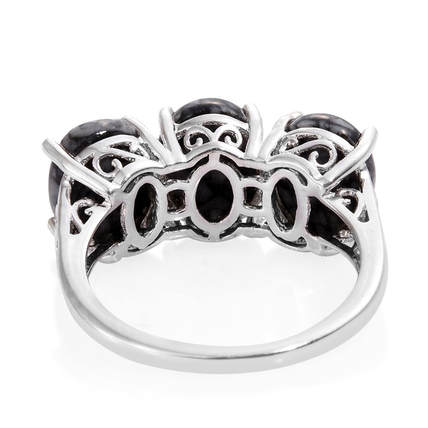 Austrian Pinolith (Ovl) Trilogy Ring in Platinum Overlay Sterling Silver 9.000 Ct.