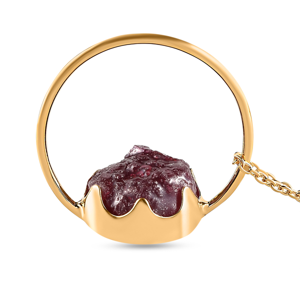 African Ruby (FF) Circle Pendant with Chain (Size 20) in 14K Gold Overlay Sterling Silver 14.44 Ct.