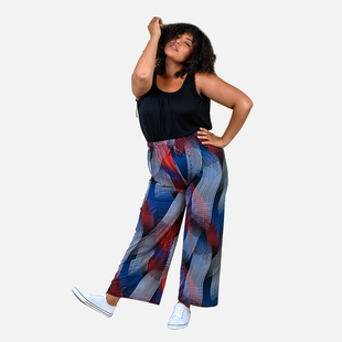TAMSY Curve Collection Abstract Pattern Trousers (Size:XL/XXL,18-24) - White, Navy, Black and Red