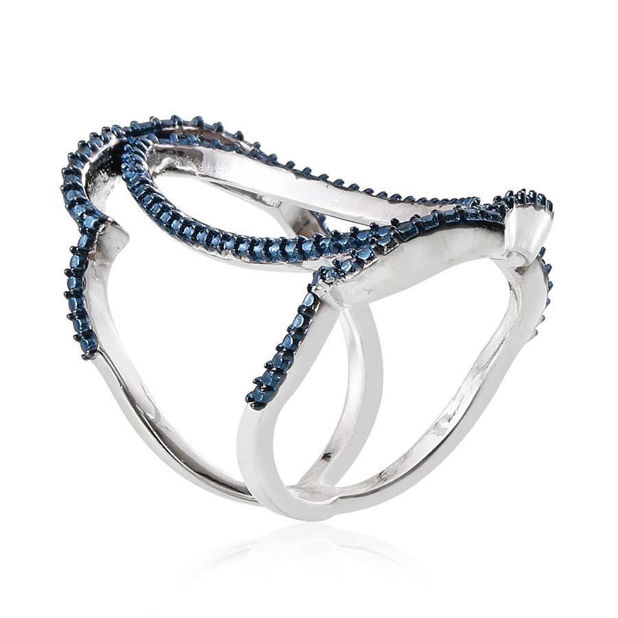 Blue Diamond (Rnd) Ring in ION Plated Platinum Bond