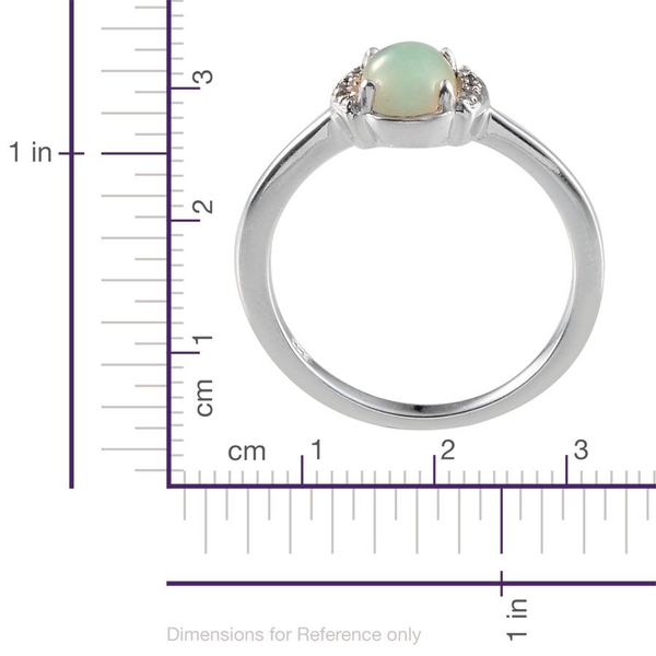 Ethiopian Welo Opal (Ovl 0.75 Ct), Diamond Ring in Platinum Overlay Sterling Silver 0.770 Ct.