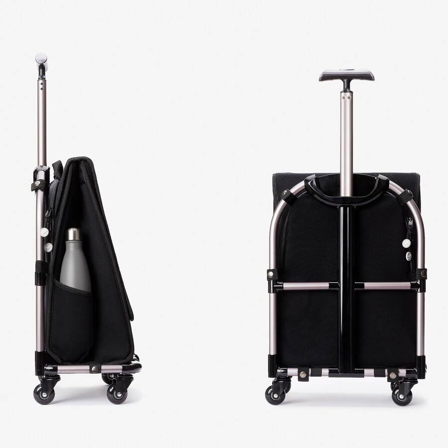 FARINO Unique Top-Loading Bag On 360 Rollerblade Spinner Wheel in Blue and Silver