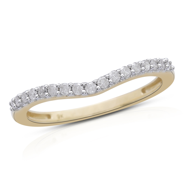 9K Yellow Gold 0.25 Carat Diamond Wishbone Ring SGL Certified I3 G-H.
