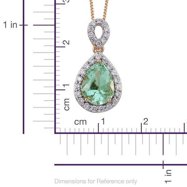 ILIANA 18K Y Gold Boyaca Colombian Emerald (Pear 1.90 Ct), Diamond Pendant With Chain 2.250 Ct.