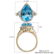 9K Yellow Gold Swiss Blue Topaz and Natural Cambodian Zircon Ring 6.40 Ct.