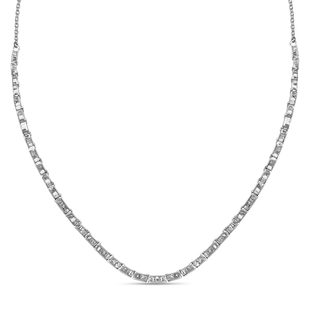 Diamond Cluster Necklace (Size - 18 with 2 Inch Extender) in Platinum Overlay Sterling Silver 3.03 C
