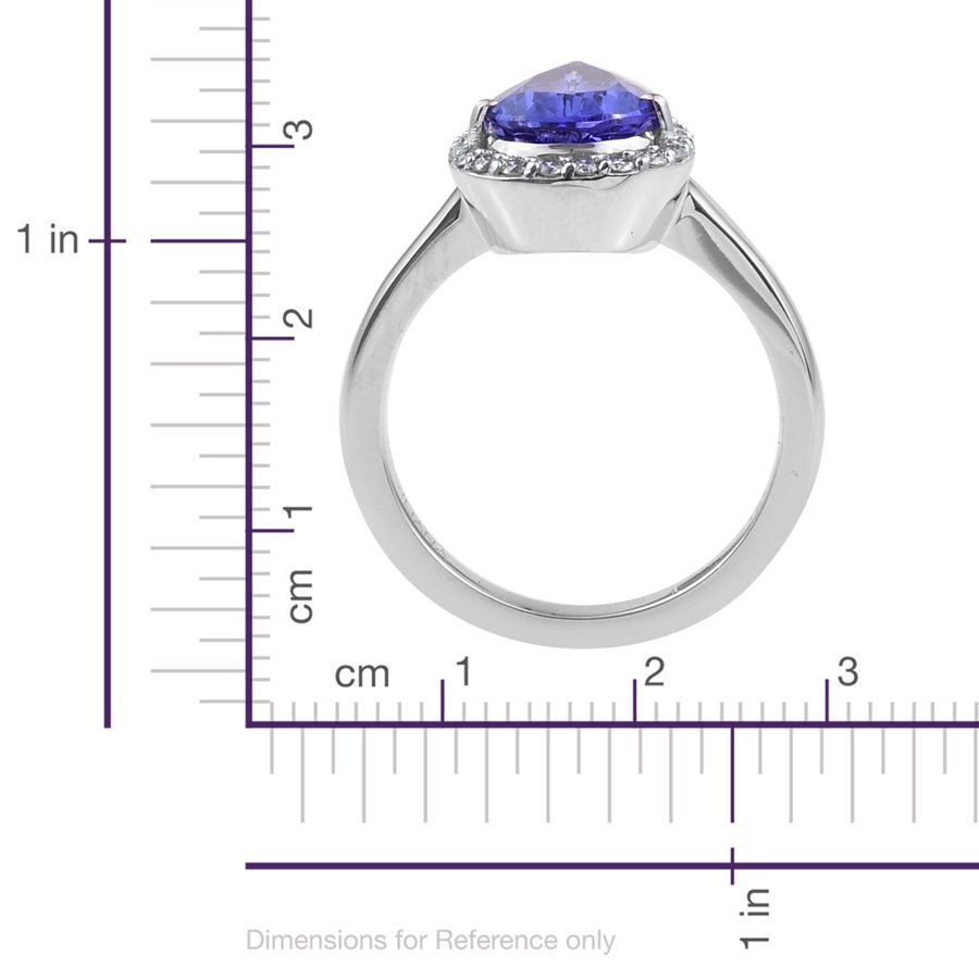 ILIANA 18K White Gold 3.75 Carat AAA Tanzanite Pear Halo Ring with Diamond SI G-H.