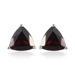 Mozambique Garnet Stud Earrings (with Push Back) in Platinum Overlay Sterling Silver 2.50 Ct.