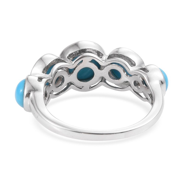 Arizona Sleeping Beauty Turquoise (Rnd 1.25 Ct) 5 Stone Ring in Platinum Overlay Sterling Silver 3.750 Ct.