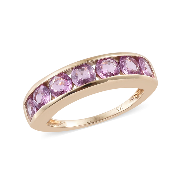 2 Carat AAA Pink Sapphire Half Eternity Band Ring in 9K Gold 2.73 Grams