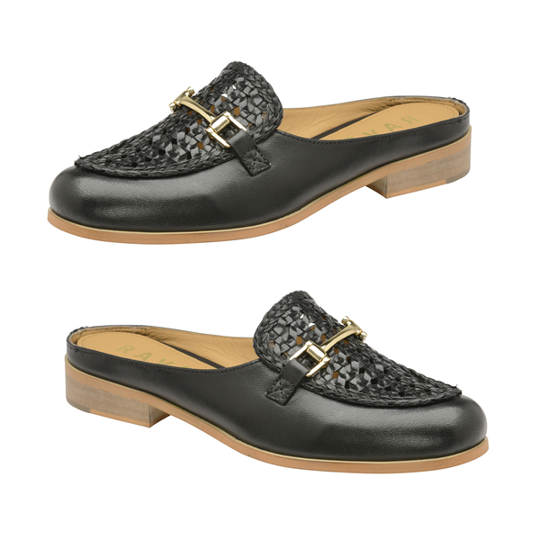 Ravel Black Axis Backless Leather Loafer (Size 4)