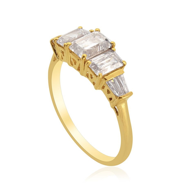 Lustro Stella - 14K Gold Overlay Sterling Silver (Oct) Ring Made with Finest CZ  2.660 Ct.