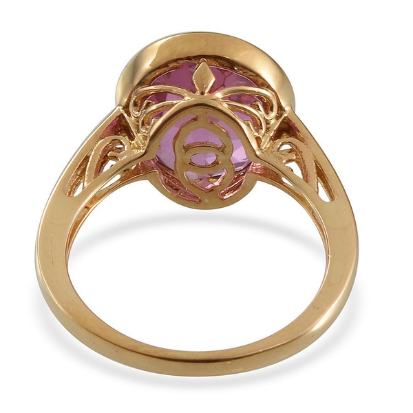 Kunzite Colour Quartz (Rnd) Solitaire Ring in 14K Gold Overlay Sterling Silver 7.750 Ct.