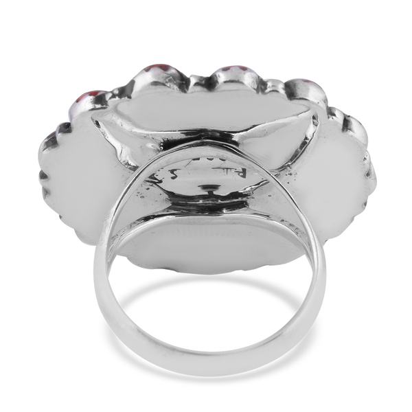 Santa Fe Collection - Multi Colour Spiney Oyster Shell Floral Ring in Sterling Silver 4.000 Ct.