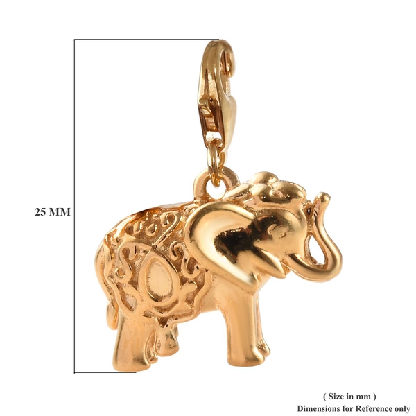 Detailed Engraved Maharaja Elephant Charm in Gold Plated Sterling Silver, Silver wt 6.82 Gms