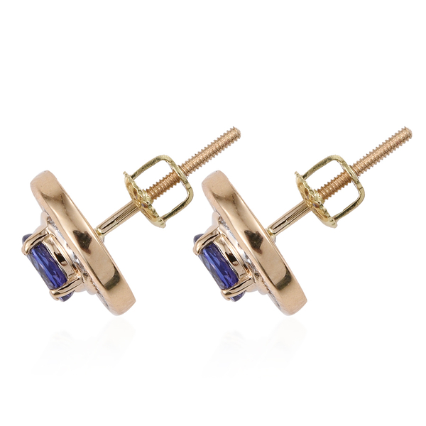 ILIANA 18K Y Gold AAA Tanzanite (Rnd), Diamond (SI/G-H) Stud Earrings (with Screw Back) 1.750 Ct.