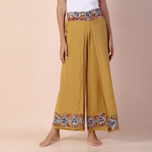 Value Buy - LA MAREY Embroidery Pattern Women Trousers - Yellow