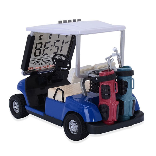 STRADA Blue Colour Decorative Mini Golf Cart Digital Table Clock