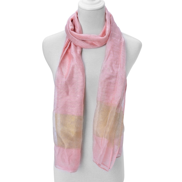 Pink and Golden Colour Scarf (Size 180x70 Cm)