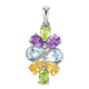 Hebei Peridot, Amethyst, Citrine and Skyblue Topaz Pendant in Platinum Overlay Sterling Silver 3.32 