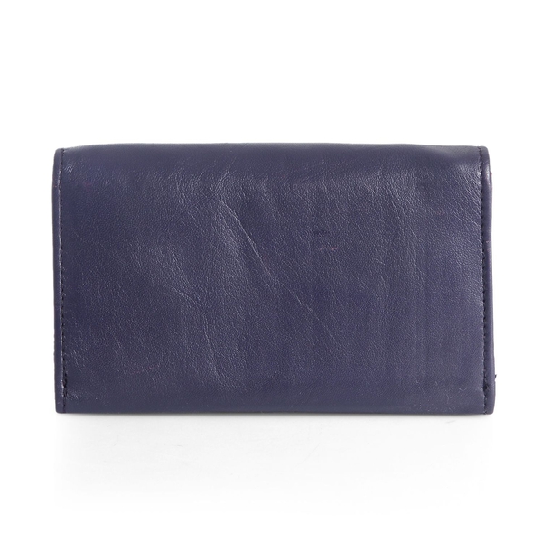 Genuine Leather RFID Blocker Purple Colour Ladies Purse (Size 15.5x8.5 Cm)