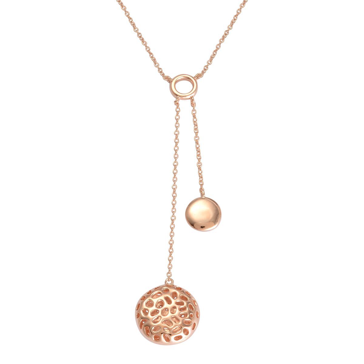 RACHEL GALLEY Rose Gold Overlay Sterling Silver Memento Disc Double Drop Necklace (Size 18), Silver 