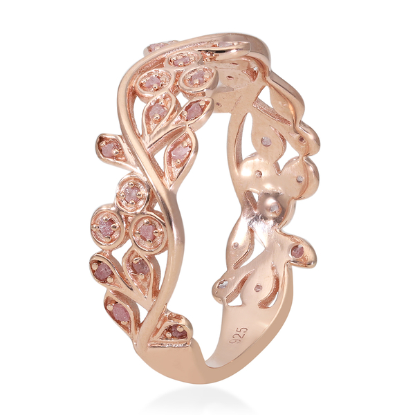 Natural Pink Diamond Ring in Vermeil Rose Gold Overlay Sterling Silver 0.20 Ct.