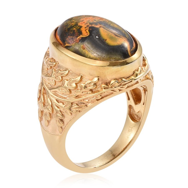 Bumble Bee Jasper (Ovl) Ring in 14K Gold Overlay Sterling Silver 11.500 Ct.