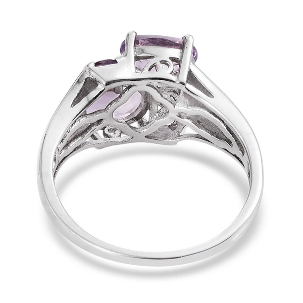 Rose De France Amethyst (Ovl), Amethyst Ring in Platinum Overlay Sterling Silver 2.400 Ct.