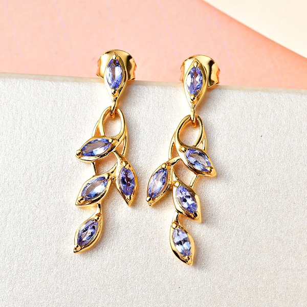 Tanzanite Earrings (with Push Back) in 14K Gold Overlay Sterling Silver 1.62 Ct.