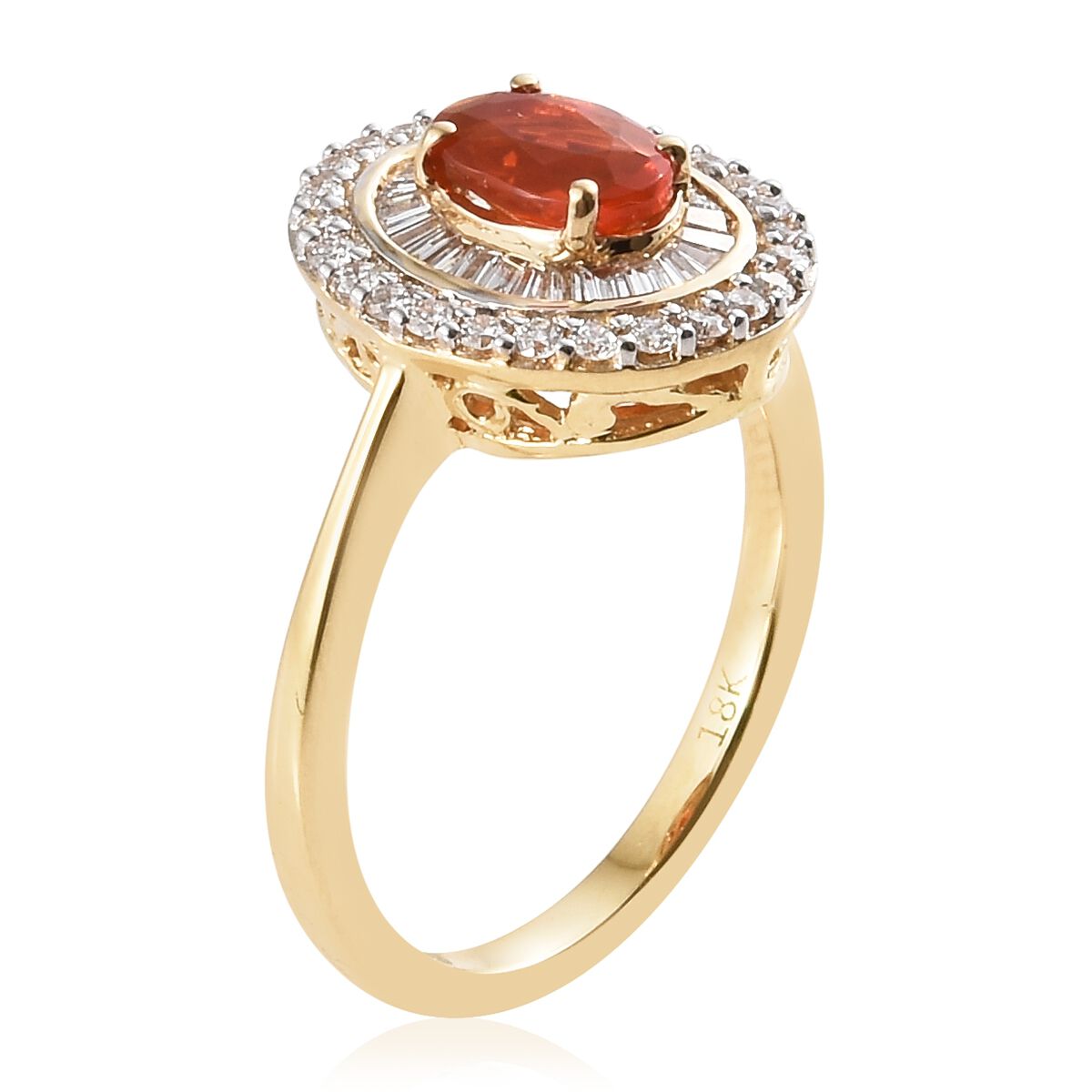 Signature Collection-ILIANA 18K Yellow Gold Jalisco Fire Opal (Ovl) and Diamond Ring  1.000 Ct.