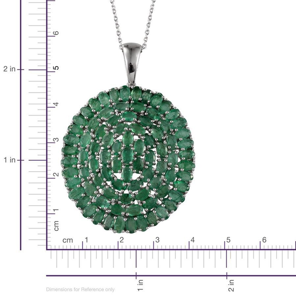 Kagem Zambian Emerald (Ovl) Cluster Pendant With Chain in Platinum Overlay Sterling Silver 19.500 Ct.