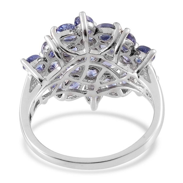 Tanzanite (Ovl) Cluster Ring in Platinum Overlay Sterling Silver 3.500 Ct.
