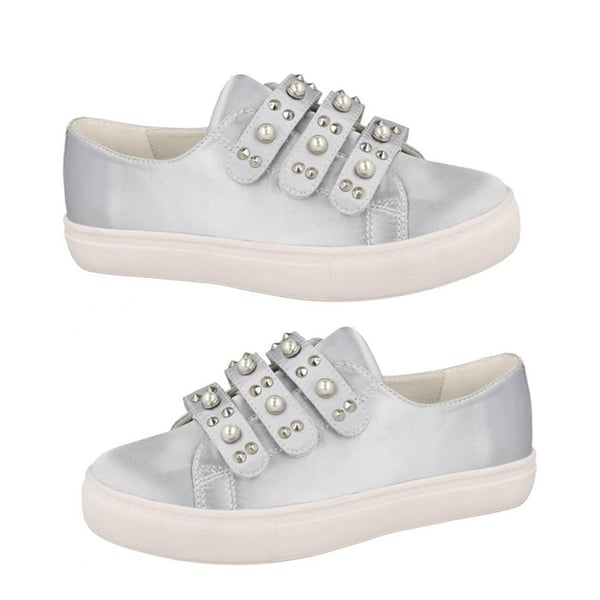 Three Strap Canvas Trainers in Grey (Size 3)