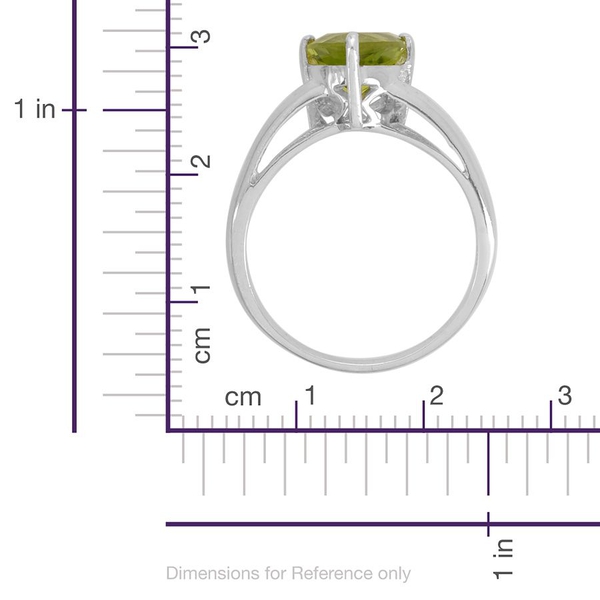 Hebei Peridot (Trl) Solitaire Ring in Platinum Overlay Sterling Silver  1.900 Ct.