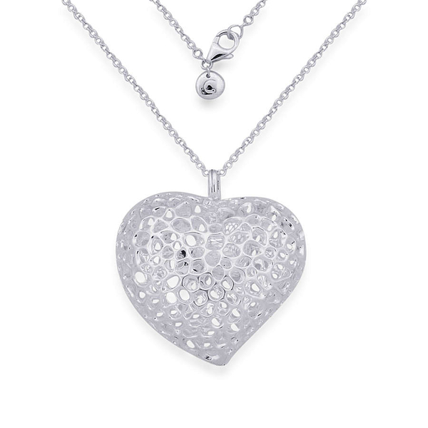 RACHEL GALLEY Sterling Silver Amore Heart Necklace (Size 30), Silver wt 28.68 Gms.