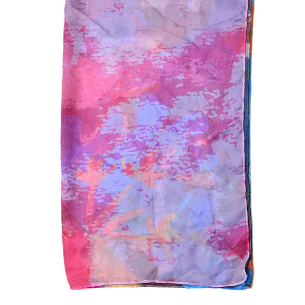 Pink, Blue and Multi Colour Printed Scarf (Size 190x135 Cm)