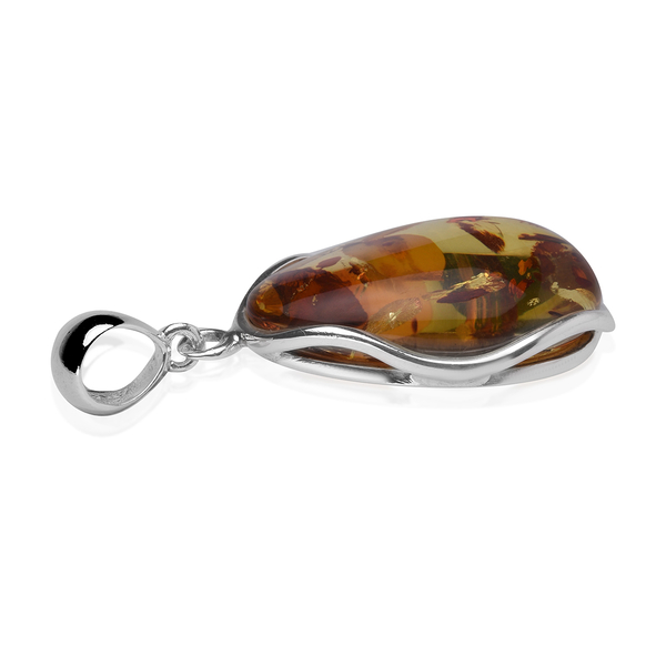 Baltic Amber Pendant in Sterling Silver, Silver Wt. 6.70 Gms