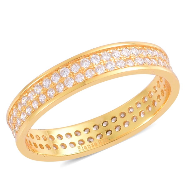 AAA Simulated White Diamond Band Ring in Yellow Gold Overlay Sterling Silver