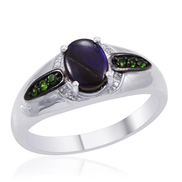 Designer Collection Canadian Ammolite (Ovl 1.62 Ct), Chrome Diopside Diamond Ring in Platinum Overla