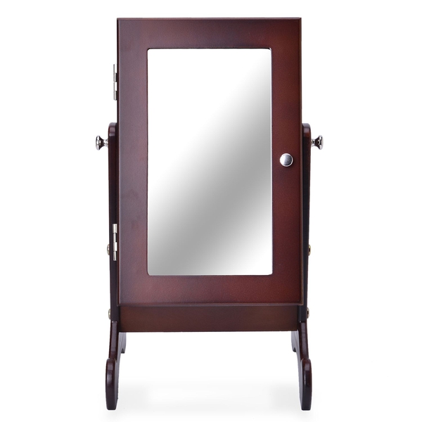 Brown Colour MDF Standing Jewellery Cabinet with Mirror (Size 40X20X6 Cm)