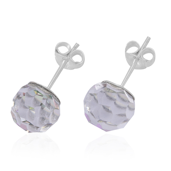 Violet Faceted AAA Austrian Crystal (Rnd 8MM) Stud Earrings (with Push Back) in Sterling Silver 8.000 Ct.