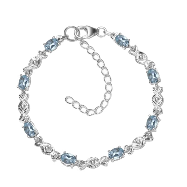 One Time Deal-Sky Blue Topaz Bracelet (Size 6.5 With 2 inch Extender) in Sterling Silver 4.49 Ct, Si
