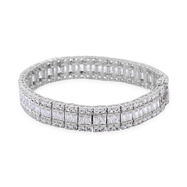 AAA Simulated White Diamond (Oct) Bracelet (Size 8.5) in Sterling Silver