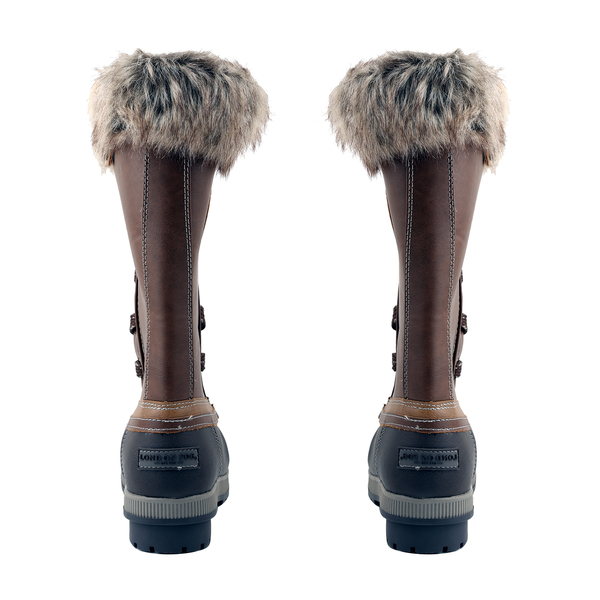 Faux Fur Lined Snow Boots - Brown & Cognac